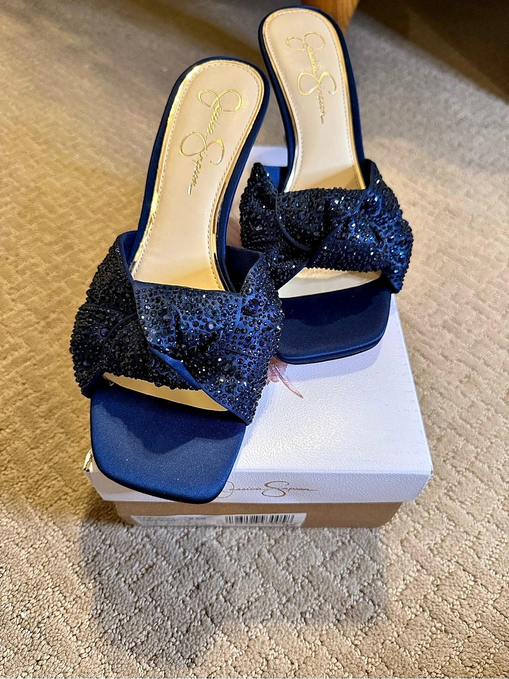 Jessica Simpson Navy Satin Bow Heels US 9.5M